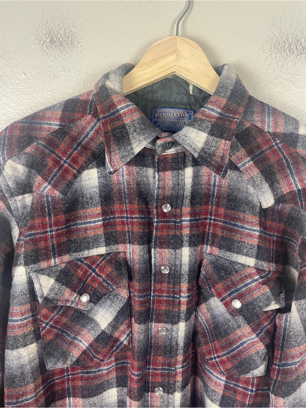Vintage Pendleton Pearl Snap Flannel Shirt 60s 100% Wool JERRY GARCIA large long
